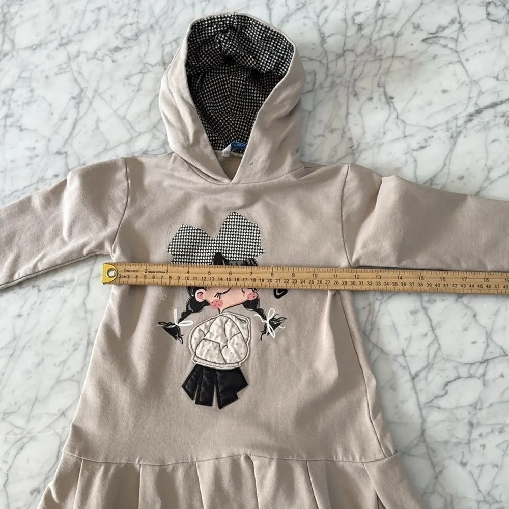 Mayoral Kids Beige Embroidered Kissy Girl Dress Sz 5T